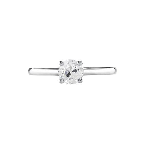 Round Natural Diamond Old Cut Ring 0.75 Carats Solitaire Small Table Gold 14K