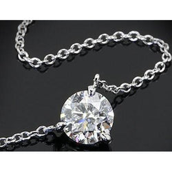 Round Natural Diamond Pendant Dog Ear 3 Ct White Gold Ladies Jewelry