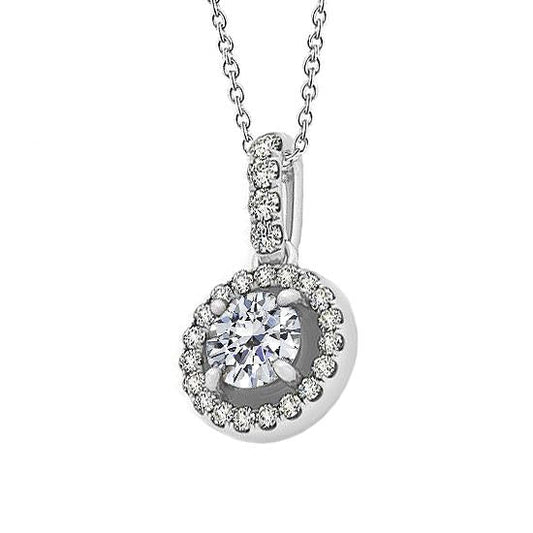 Round Natural Diamond Pendant Necklace 1.50 Ct. Without Chain White Gold 14K