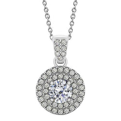 Round Natural Diamond Pendant Necklace 1.85 Carat Without Chain White Gold 14K