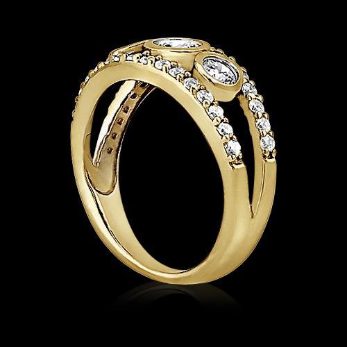 Round Natural Diamond Ring 1.46 Ct Yellow Gold Split Shank Jewelry New
