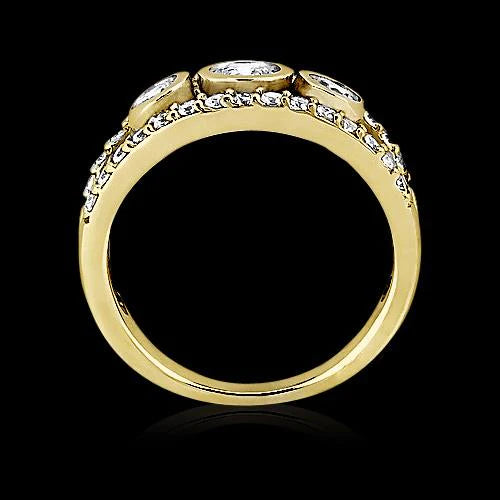 Round Natural Diamond Ring 1.46 Ct Yellow Gold Split Shank Jewelry New