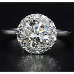 Round Natural Diamond Ring Halo Style 5.50 Carats White Gold 14K