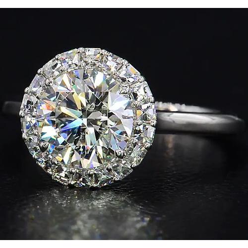 Round Natural Diamond Ring Halo Style 5.50 Carats White Gold 