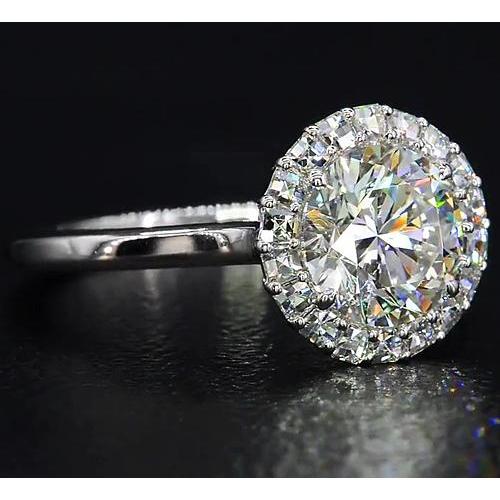 Natural Diamond Ring Halo Style 5.50 Carats White Gold 14K