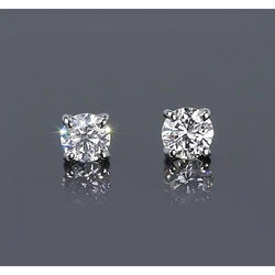 Round Natural Earth Mined Diamond Stud Earring 1.50 Carats Prong Style White Gold 14K