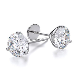 Round Natural Diamond Stud Women Earring 2 Carats White Gold 14K