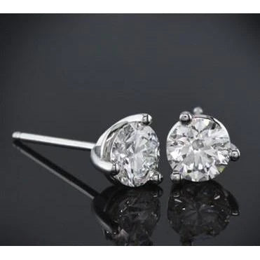Round Natural Diamond Studs Earring 1.30 Carats White Gold 14K
