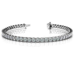 Round Natural Earth Mined Diamond Tennis Bracelet 6 Carat White Gold 14K