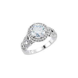 Round Natural Earth Mined Diamonds Solitaire With Accents Halo Ring 1.86 Ct.