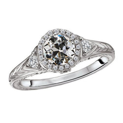 Vintage Fine Diamond Halo Engagement Ring 2 ct – 14K White Gold