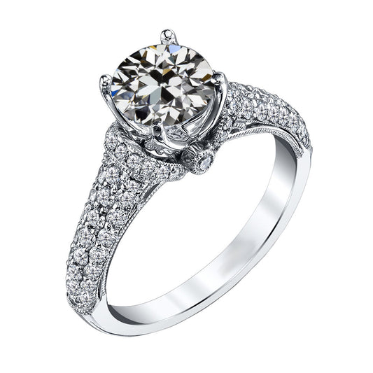 Authentic Diamond Solitaire with Side Stones 3 ct 14 Karat White Gold – main view