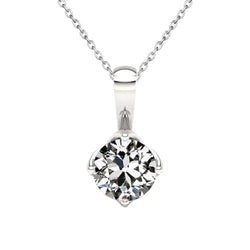 14 Karat White Gold Diamond Pendant – 1.50-ct Old Mine Cut