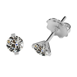 Earrings 14 Karat White Gold – Fine Diamond Old Mine Cut 3 ct