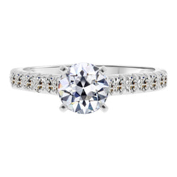 14K White Gold Fine Diamond Solitaire with Side Stones – 3-ct
