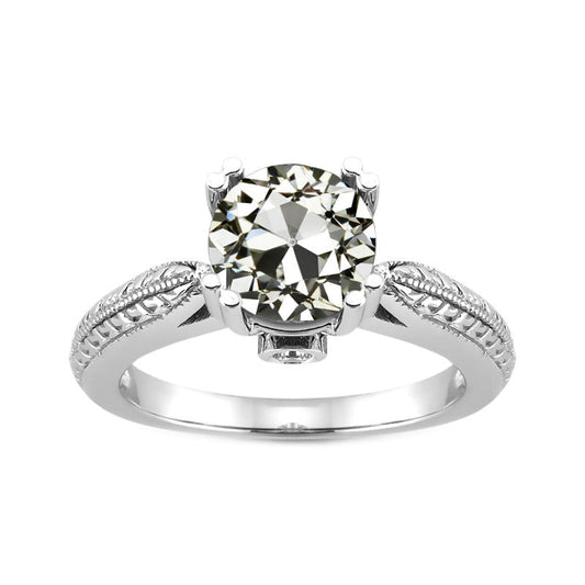 Antique Cushion Brilliant Diamond ring in 14K White Gold – main view