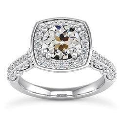Round Old Cut Genuine Diamond Halo Anniversary Ring Double Prong Set 7 Carats