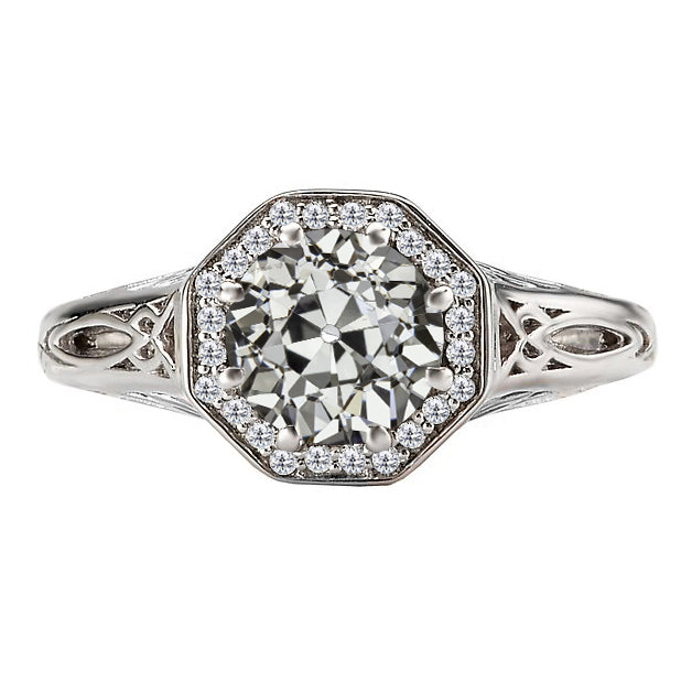 Halo Setting Ring 14K White Gold with Brilliant Diamond – main view