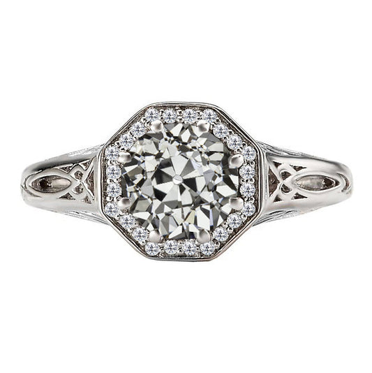 Halo Setting Ring 14K White Gold with Brilliant Diamond – main view