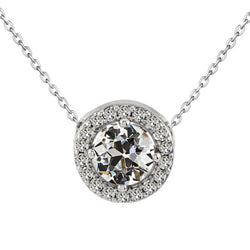 14K White Gold Brilliant Diamond Halo – 3.50-ct Old Mine Cut