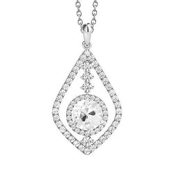 Round Old Cut Halo Real Natural Earth Mined Diamond Pendant & Bail 3 Carats White Gold 14K