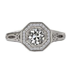 Vintage Halo Ring – Fine Diamond 2 ct 14 Karat White Gold