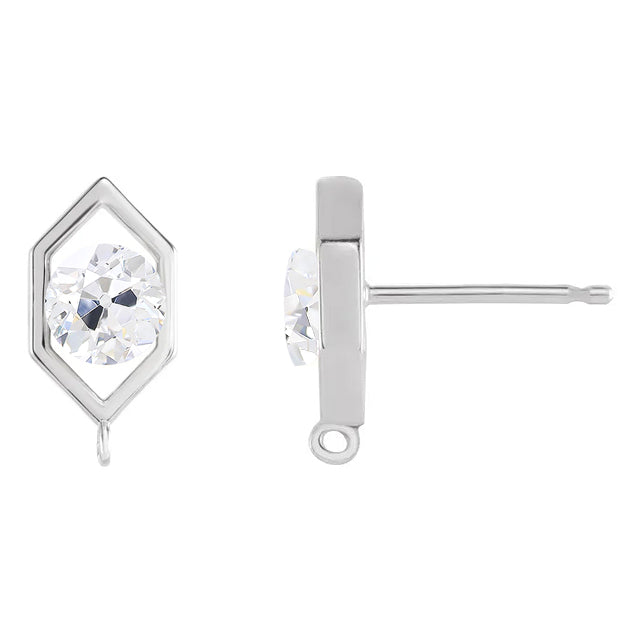 Antique Cushion Diamond ring in 14K White Gold – front view