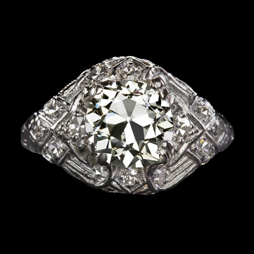 Round Old Cut Real Diamond Anniversary Ring Antique Style 4.25 Carats - Anniversary Ring-harrychadent.ca