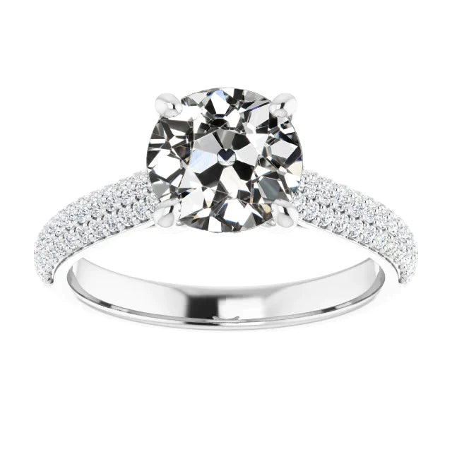 Round Old Cut Real Diamond Anniversary Ring Pave Set Jewelry 5.25 Carats