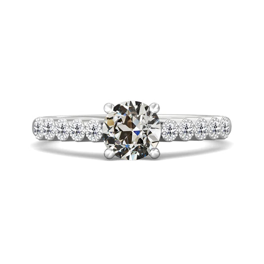 Round Old Cut Real Diamond Anniversary Ring With Accents 2.50 Carats