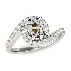 Round Old Cut Real Natural Earth Mined Diamond Halo Ring Tension Style 4.50 Carats