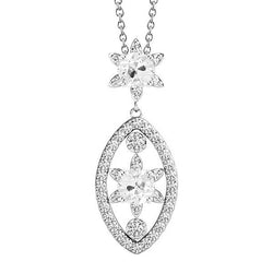 Round Old Cut Real Natural Earth Mined Diamond Pendant 4 Carats With Chain White Gold 14K