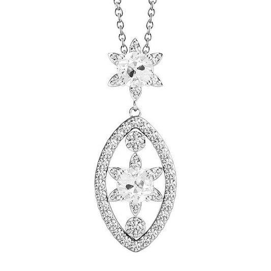 Round Old Cut Real Diamond Pendant 4 Carats With Chain White Gold 14K