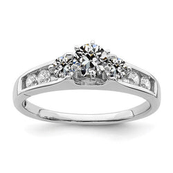 Round Old Cut Real Natural Earth Mined Diamond Ring 3 Stone Style Prong Channel Set 3 Carats