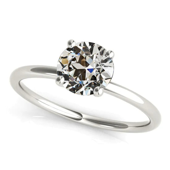 Round Old Cut Real Diamond Solitaire Anniversary Ring 2 Carats