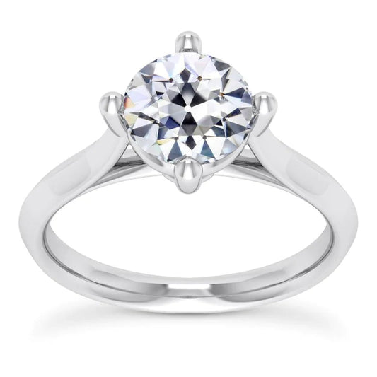 Round Old Cut Real Diamond Solitaire Ring Cathedral Set 2.50 Carats
