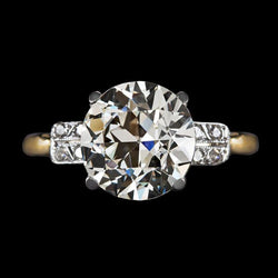 Round Old Cut Real Diamond Wedding Ring 5 Carats Ladies Gold Jewelry