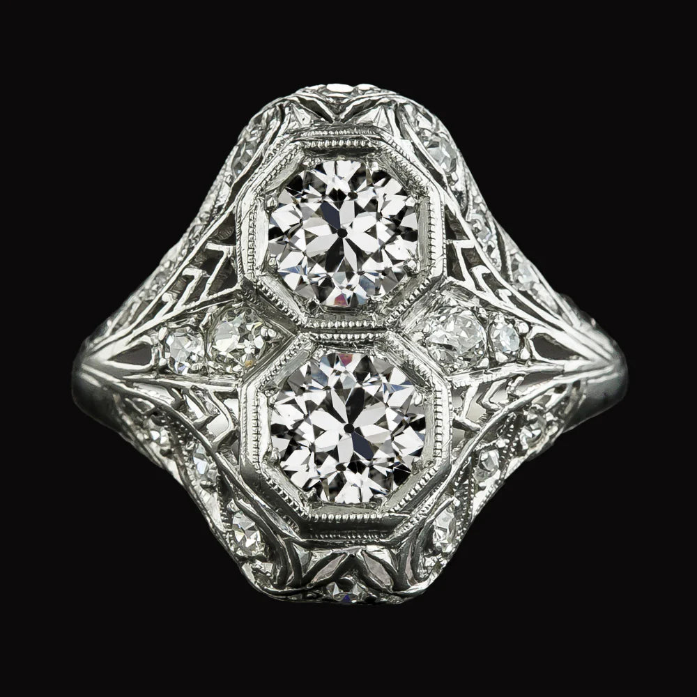 Round Old Cut Real Diamond Wedding Ring Milgrain Antique Style 4.25 Carats