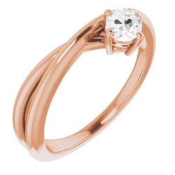 Diamond Twisted Shank Single Stone Ring 1.50 ct in 14K Rose Gold