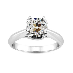 Single Stone Ring 14 Karat White Gold – Diamond Antique Cushion