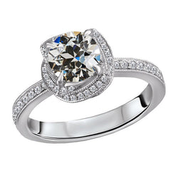 3 ct Fine Diamond Solitaire Ring with Accents in 14 Karat White