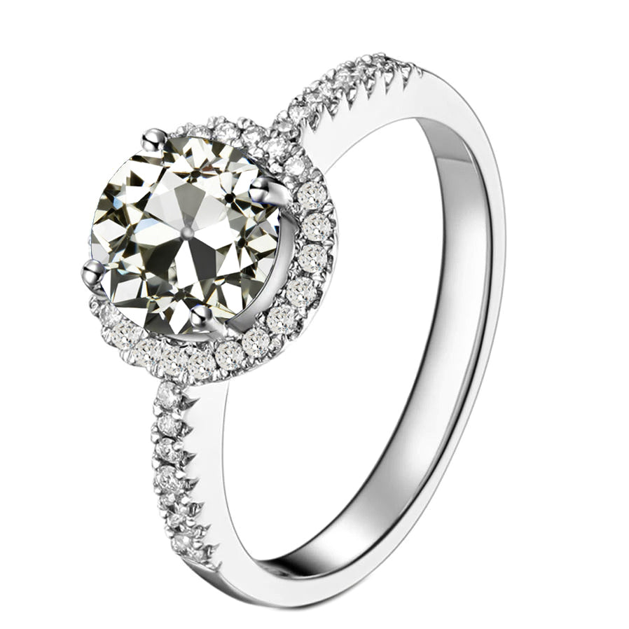 Halo Setting Ring 14 Karat White Gold with Diamond – main view