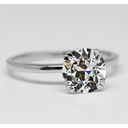 Old Mine Cut Diamond ring in 14K White Gold – main view