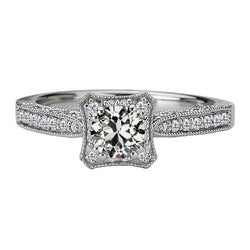 Old European Cut Brilliant Diamond Solitaire Ring with Accents 1