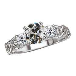 Elegant Anniversary Ring with Antique Cushion Diamond – 2 ct