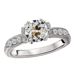 Antique Cushion Anniversary Ring – Fine Diamond 2 ct 14K White