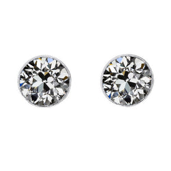 14K White Gold Antique Cushion Diamond Drop Earrings 2 ct