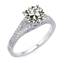 Round Old Mine Cut Genuine Diamond Anniversary Ring White Gold 4.50 Carats