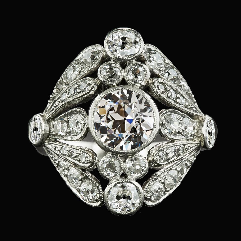 Round Old Mine Cut Genuine Diamond Fancy Ring Bezel Set Jewelry 4 Carats
