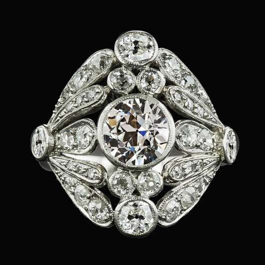 Round Old Mine Cut Genuine Diamond Fancy Ring Bezel Set Jewelry 4 Carats